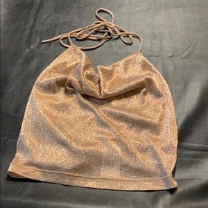 Gold sparkle crop halter top